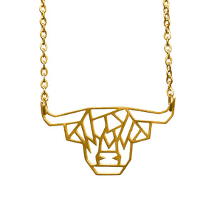 Highland Cow Origami Necklace