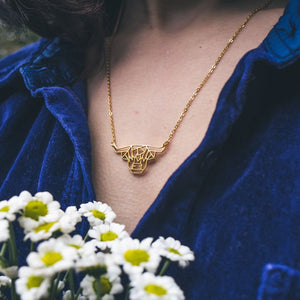 Highland Cow Origami Necklace