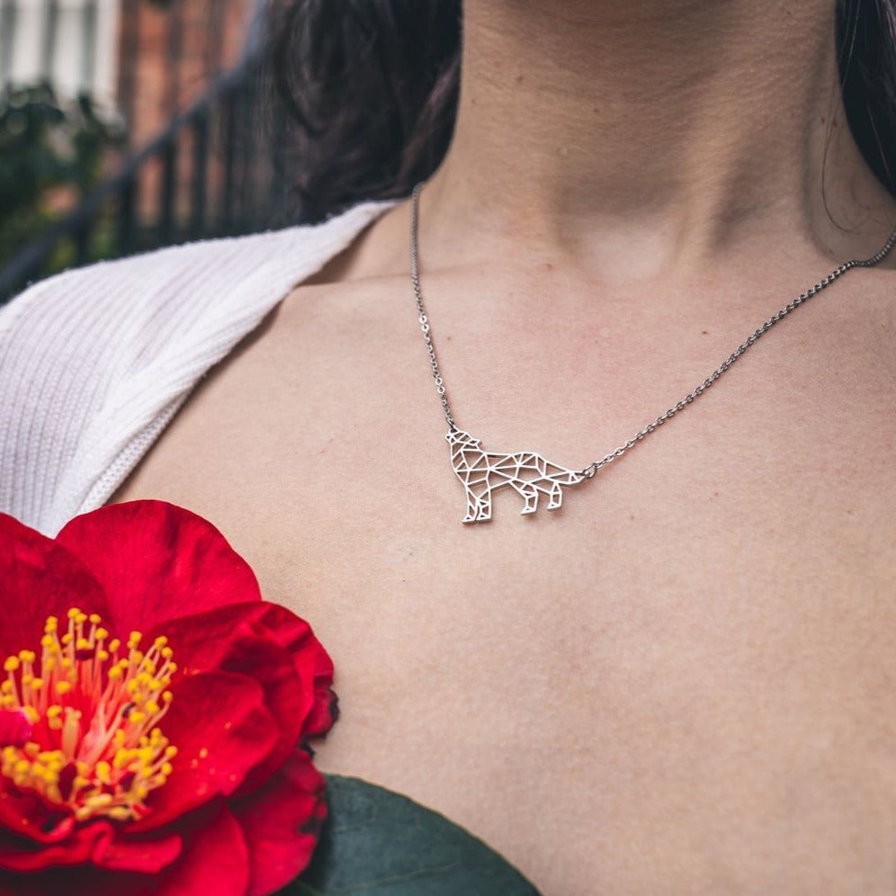 Arctic Wolf Origami Necklace