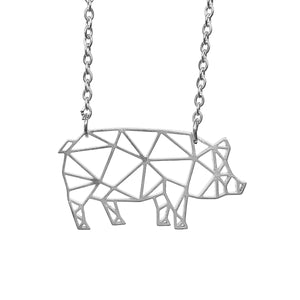 Pig Origami Necklace