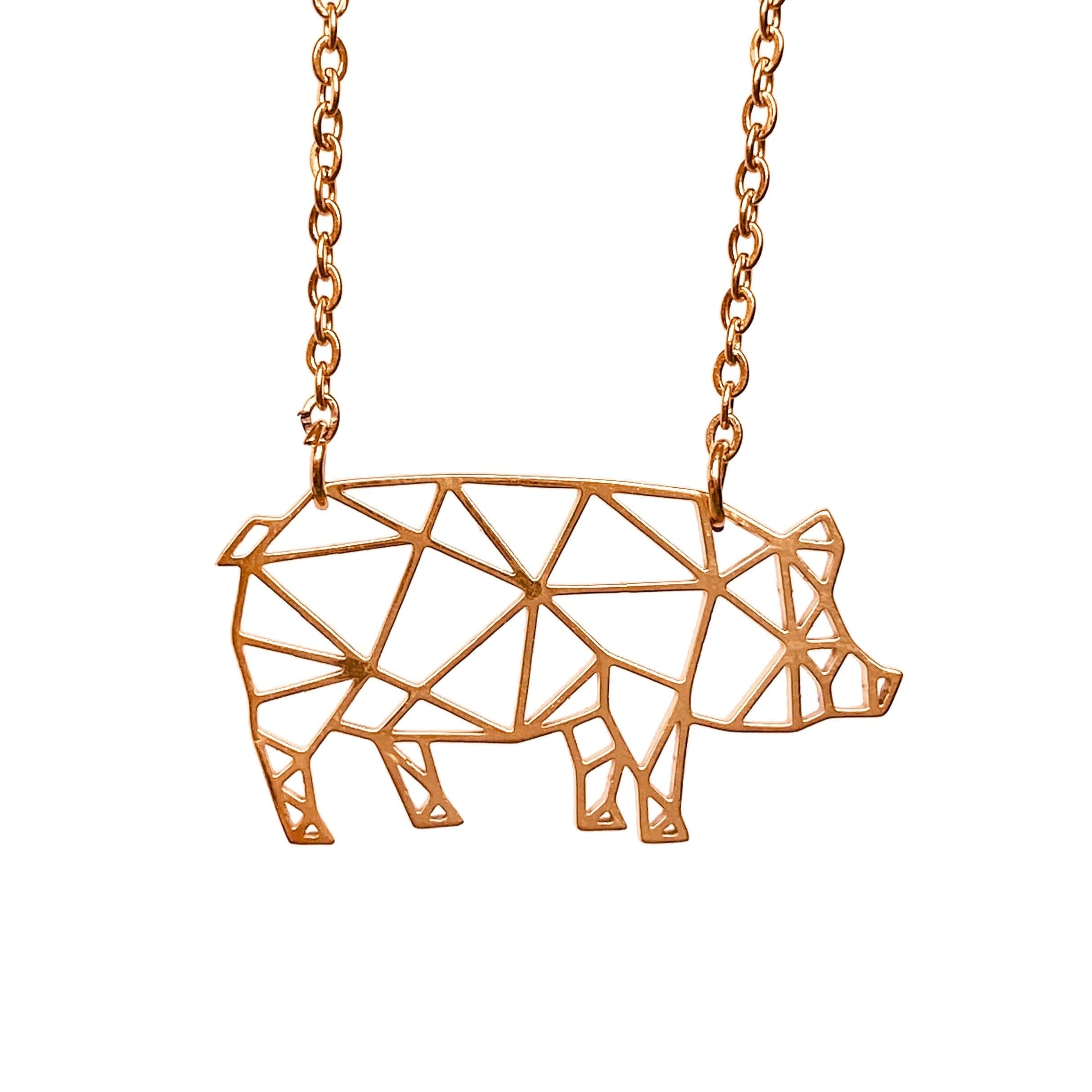 Pig Origami Necklace