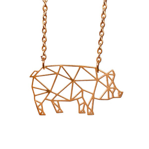 Pig Origami Necklace