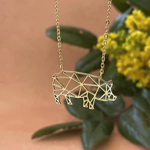 Pig Origami Necklace