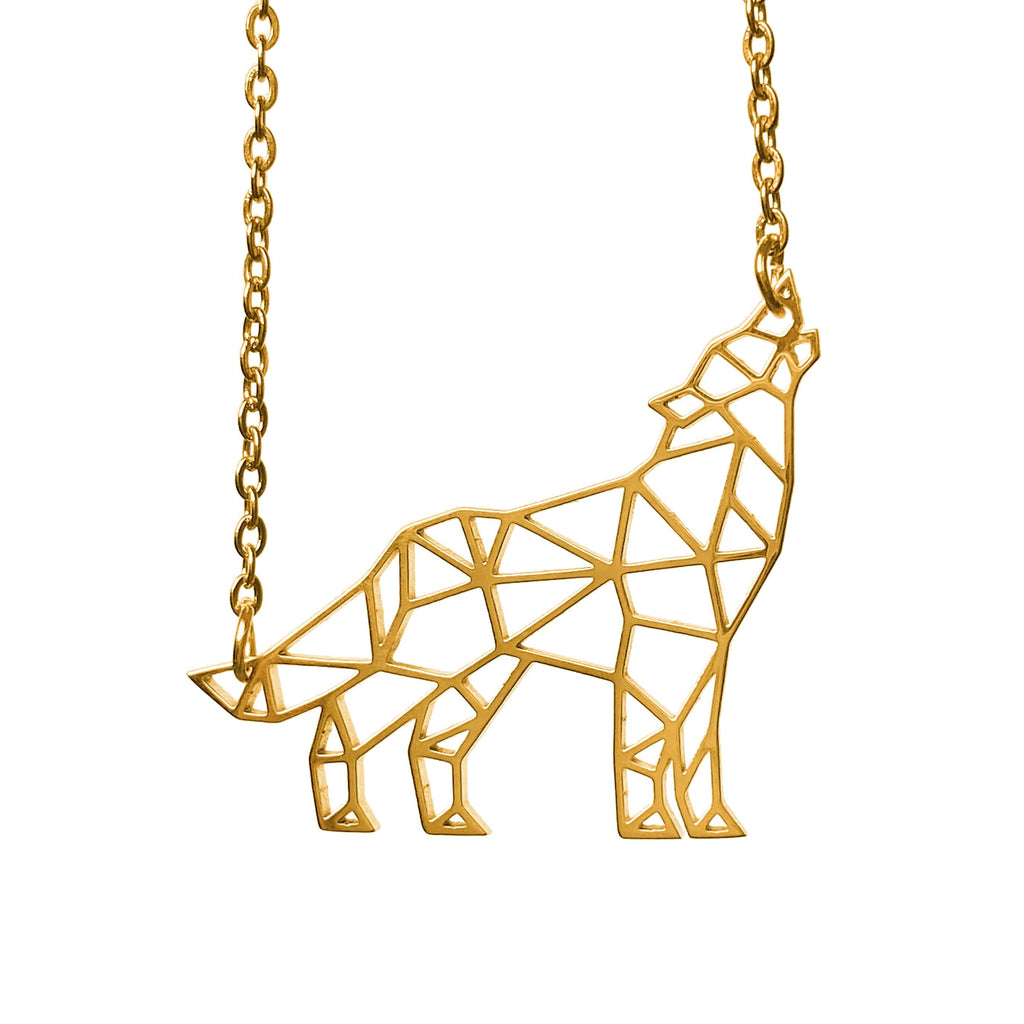 Arctic Wolf Origami Necklace