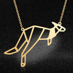 Gold Kangaroo Geometric Animal Necklace