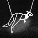 Silver Kangaroo Geometric Animal Necklace