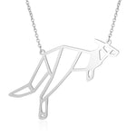 Silver Kangaroo Geometric Animal Necklace