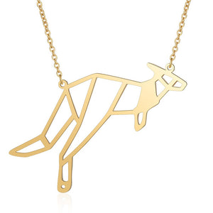 Gold Kangaroo Geometric Animal Necklace